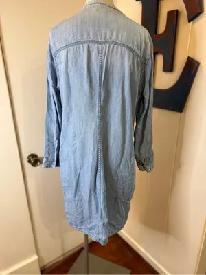 J Crew chambray Light Wash Denim Shirt Dress Sz M thumbnail 3