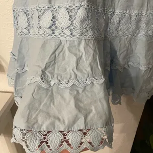 HALTER NECK LACE linen-cotton blend TRIM DRESS Size Medium thumbnail 4