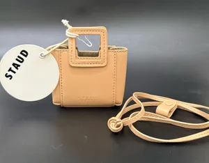 STAUD Micro Shirley Necklace Bag Tan Leather Micro Bag Charm thumbnail 1