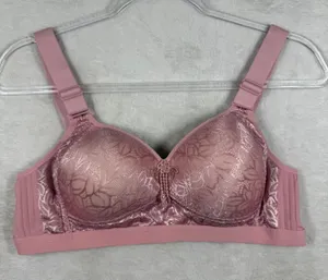 Pink Lace Wireless Full Coverage Comfort Bra Wide‎ Straps Size Medium 12B thumbnail 1