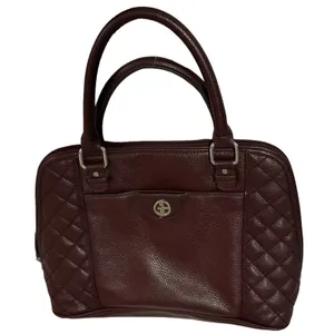 Giani Bernini‎ Womens Quilted Dome Satchel Handbag Maroon Leather Zipper thumbnail 5