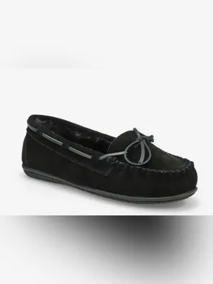 Softmoc Classic Black Faux-Fur Lined Moccasin Flats Size 9 thumbnail 2