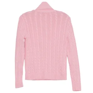 Ralph Lauren‎ Cable Knit Sweater Pink Shawl Collar Preppy Old Money Coastal S thumbnail 2