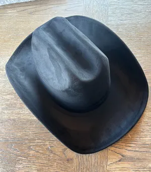 Vegan Suede Cowboy Hat Black thumbnail 1