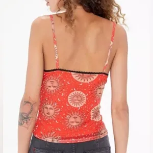 Urban Outfitters Y2K Celestial Mesh Cami Top Size S Shirred 90s Grunge Boho thumbnail 6