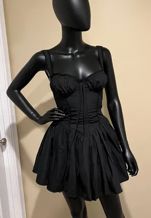 Fit and flare ruffle dress lace dress pleated mini dress summer elegrant dress thumbnail 3