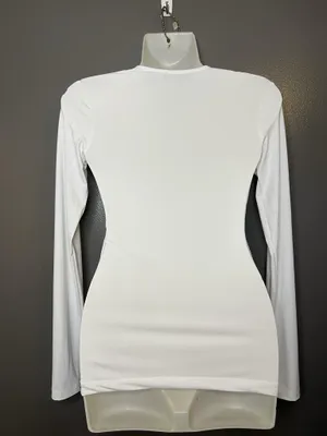 Zara Shirt Womens Small White Crew Neck Long Sleeve Basic Stretch Tee Top thumbnail 5