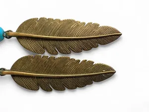 🪶 Handmade Bronze Feather Earrings thumbnail 2