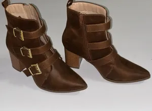 Journee Collection Brown Ankle Bootie Boots Women’s Size 7 Pointed Toe Belted thumbnail 1