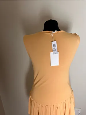 Aritzia Wilfred Bloomsbury Sleeveless Tiered Ruffle Dress in Soft Apricot NWT thumbnail 5