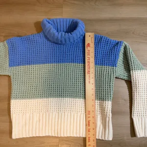 Hippie Rose Sweater Blue M Women Colorblock Turtleneck Knit HF3S26299 thumbnail 2