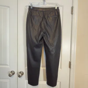 J.Crew Kate Faux‎ Leather Straight Leg Pants Black High Rise Size 0 Chic Trendy thumbnail 3