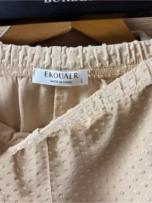 EKOUAER Beige Dot-Textured Button-Front Lounge Set NWT Large thumbnail 9