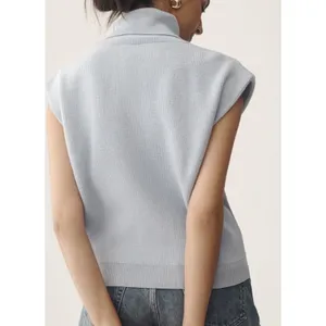 Maeve Anthropologie Sleeveless Turtleneck Sweater Vest Blue Ribbed Knit Size S thumbnail 3