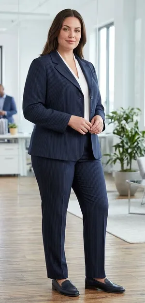Van Heusen Navy Pinstripe Women's Blazer thumbnail 1