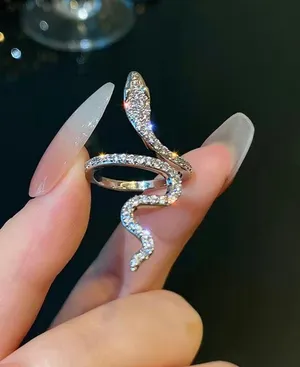 Gothic Rhinestone Snake Ring Adjustable thumbnail 1