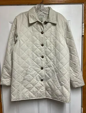 Orvis cream Quilted Jacket sz S thumbnail 1