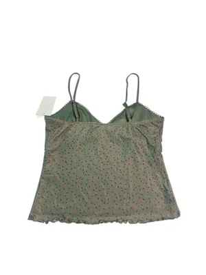XS/small Flower Rose Spaghetti String Cami Top Pink & Green thumbnail 2