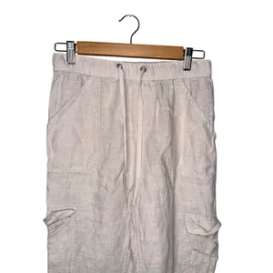 Nicole Miller Joggers Womens Small Beige Excellent 100% Linen‎ Cargo Pants thumbnail 2