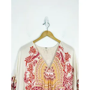 Free People Sunset Dreams Printed Tunic Size XS Ruffle Sleeve Bohemian Relaxed thumbnail 5