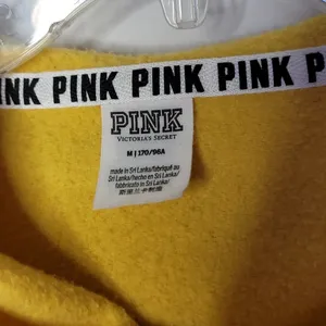 Victoria's Secret Pink hooded hoodie yellow pullover sweatshirt sz Medium thumbnail 3