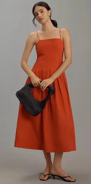Damson Madder Iris Bow Midi Dress Red Size 10 thumbnail 1