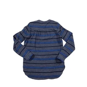 Old Navy Blue Linen Blend Long‎ Sleeve Striped Blouse Size Small thumbnail 2