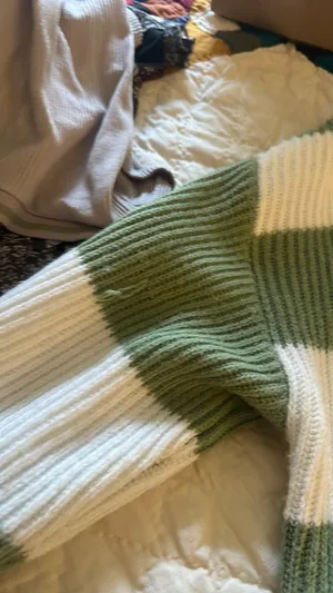 Green and white striped oversized sweater thumbnail 5