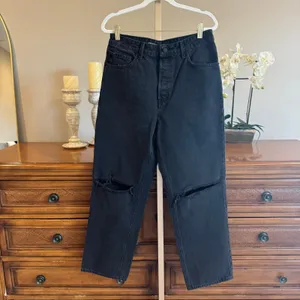 GRLFRND Amanda Mid Rise Loose Boyfriend Jeans Black Size 27 NWT thumbnail 2