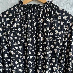 Reformation Ecovero‎ Black Floral Long Sleeve Theodora Top Blouse Size XS thumbnail 6