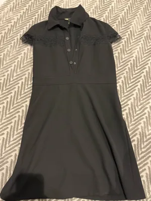 Maje Black Lace-Trim Polo Mini Dress thumbnail 5