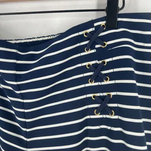 New York & Company Pants Womens XL Navy Blue White Striped Sailor Lace Up‎ thumbnail 4