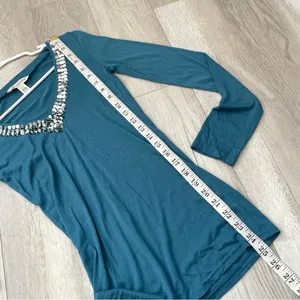 Abercrombie & Fitch Top sequin v neck long sleeve womens Blue (small) vintage thumbnail 6