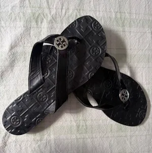 Tory Burch Black Patent Logo Thong Sandals thumbnail 1