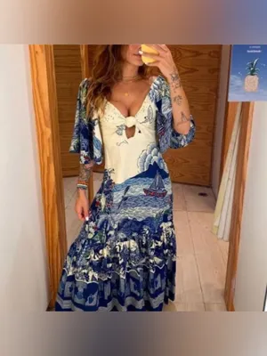 NWT Farm Rio Tropical Tiles Midi Dress Size Large thumbnail 7