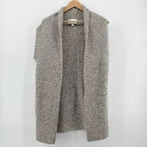 Brochu Walker 100% Cashmere Noah Wrap Open Cardigan Vest SM Earthen‎ Tweed Gray thumbnail 2