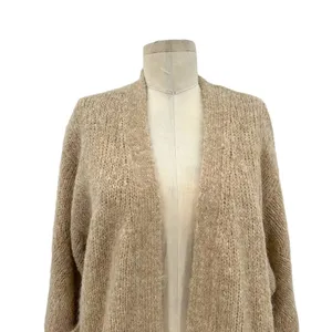 Aritzia Wilfred Free Tan Open Front Fuzzy Chunky‎ Cardigan Alpaca Wool Size XS thumbnail 2