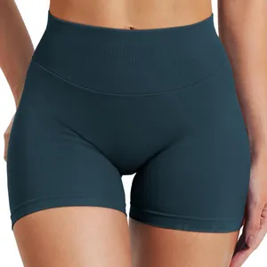 High-Waist Seamless Bike Shorts in Deep Teal thumbnail 1