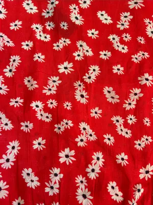 American Eagle red floral crop V faux wrap, ruffle short sleeve BoHo blouse M thumbnail 9