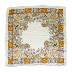 Cream Paisley Floral Scarf Wraps Gold thumbnail 1
