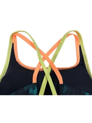 Under Armour Project Rock Crossback Green Orange Sports Bra Plus Size 1X thumbnail 6