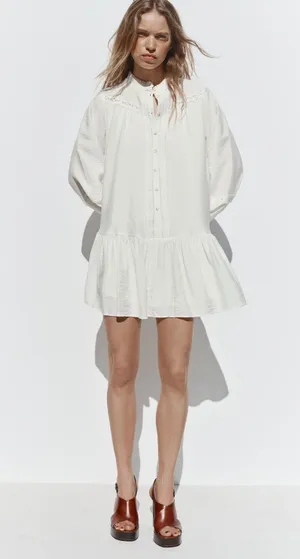 ZARA Pintuck Mini Dress NWT Size L thumbnail 1