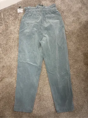 NEW! FREE PEOPLE Margate Pleated Velvet Trousers Washed Out Aqua Green Size XS thumbnail 12