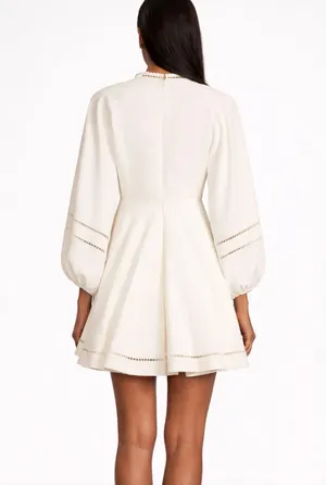 NWT Sachin Babi Caden Ivory Bridal Babydoll Mini Dress Balloon Sleeve L thumbnail 9