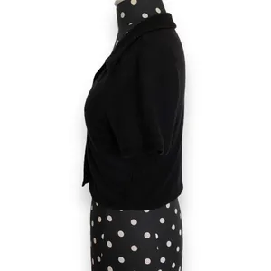 PacSun Womens Top Size M Cropped‎ Ribbed Knit V-Neck Collared Short Sleeve Black thumbnail 5