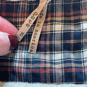 Pete Cream Front Plaid‎ Back Slub Cotton Top M thumbnail 6