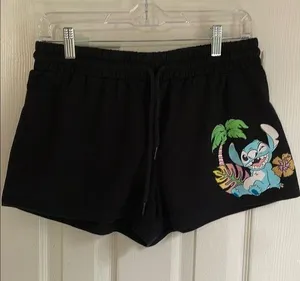 Disney Blue and Black Athletic Shorts with Stitch Design thumbnail 1