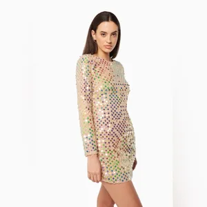 Elliatt Terrain Sequins Long Sleeve Mini Dress Multi Small NWT Party Ready thumbnail 4