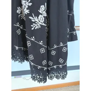 Boho Embroidered Blouse Black Flowy Open Beach Kimono Vacation Career Medium thumbnail 3