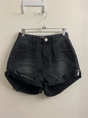 One x One Teaspoon Black Anchor Bandits Denim Shorts Size 24 thumbnail 2